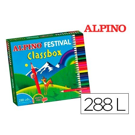 Lapis de Cor Alpino Festival Classbox Caixa de 288 Unidades 12 Cores Sortidas