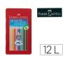 Lapis de Cor Faber-Castell Aguarelavel Colour Grip Triangular Caixa Metalica de 12 Cores Sortidas