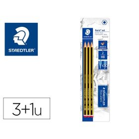 Lapis de Grafite Staedtler Noris Nº2 Hb Blister de 3 Unidades + 1 Borracha Mars Plastic