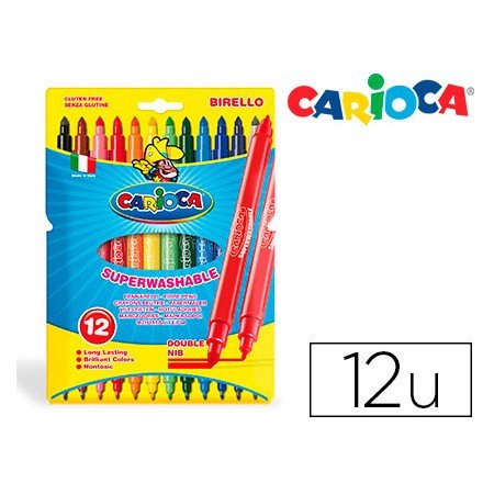 Marcador Carioca Birello Dupla Ponta Caixa de 12 Cores