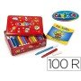 Marcador Carioca Cor Kit Caixa Metalica de 100 Unidades Sortidas + Album Corir