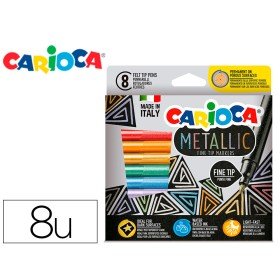 Marcador Carioca Metallic Ponta Fina Caixa de 8 Cores Sortidas