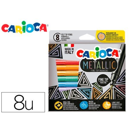 Marcador Carioca Metallic Ponta Fina Caixa de 8 Cores Sortidas
