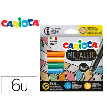 Marcador Carioca Metallic Ponta Maxi 6 Mm Caixa de 6 Cores Sortidas