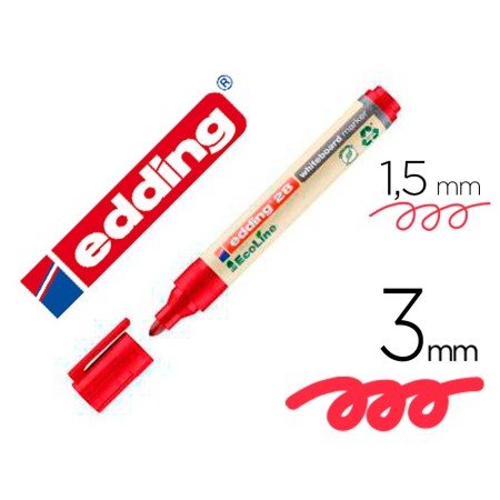 Marcador Edding 28 Para Quadro Branco Ecoline 90% Reciclado Cor Vermelho Ponta Redonda 1,5-3 Mm Recarregavel