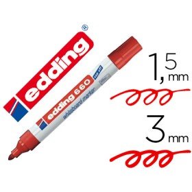 Marcador Edding Para Quadro Branco 660 Cor Vermelho Ponta Redonda 3 Mm Recarregavel
