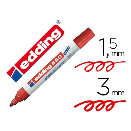 Marcador Edding Para Quadro Branco 660 Cor Vermelho Ponta Redonda 3 Mm Recarregavel