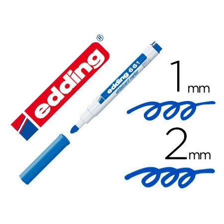 Marcador Edding Para Quadro Branco 661 Cor Azul Ponta Redonda 1-2 Mm Recarregavel