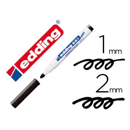 Marcador Edding Para Quadro Branco 661 Cor Preto Ponta Redonda 1-2 Mm Recarregavel