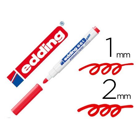 Marcador Edding Para Quadro Branco 661 Cor Vermelho Ponta Redonda 1-2 Mm Recarregavel