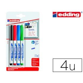 Marcador Edding Para Quadro Branco 661 Ponta Redonda 1-2 Mm Blister de 4 Unidades Colores Sortidas Recarregavel