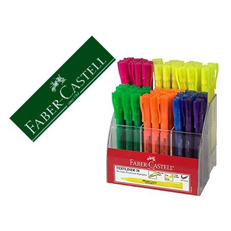 Marcador Faber Fluorescente Textliner 38 Expositor 54 Unidades Cores Soritdas