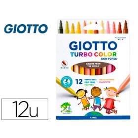 Marcador Giotto Turbo Color Skin Tones Caixa de 12 Cores Sortidas Lavaveis Ponta Bloqueada