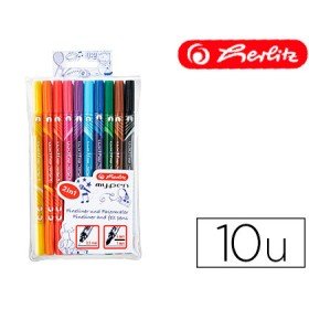 Marcador Herlitz My-Pen Dupla Ponta 0,5/4 Mm Blister de 10 Cores Sortidas