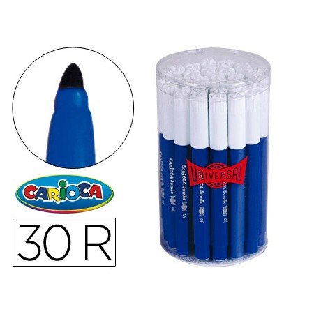 Marcador Jumbo Carioca Pote de 30 Unidades Azuis