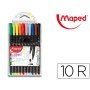 Marcador Maped Ponta de Metal Graph Peps Fine Liner Estojo de 10 Cores Sortidas