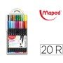 Marcador Maped Ponta de Metal Graph Peps Fine Liner Estojo de 20 Cores Sortidas