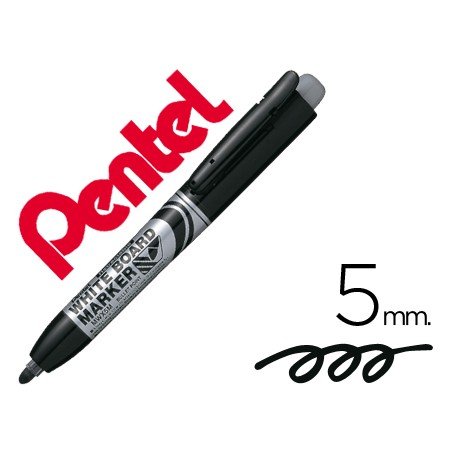 Marcador Pentel Mwx5M Quadros Br Retratil 5 Mm Preto