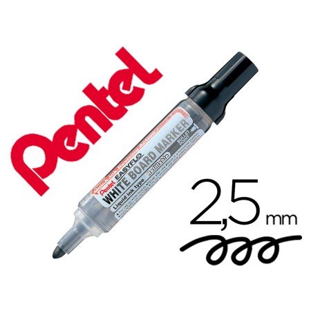 Marcador Pentel Para Quadro Branco Easyflo Recarregavel Cor Preto