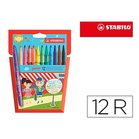Marcador Stabilo Power Caixa de 12 Cores