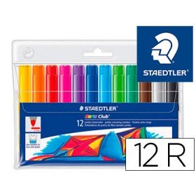 Marcador Staedtler Cor Jumbo Traco 3 Mm -Estojo de 12 Cores Sortidas