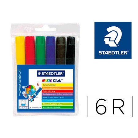 Marcador Staedtler Cor Jumbo Traco 3 Mm -Estojo de 6 Cores Sortidas