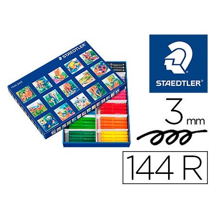 Marcador Staedtler Cor Jumbo Traco 3 Mm Caixa de 144 Unidades Sortidas 12 x Cor