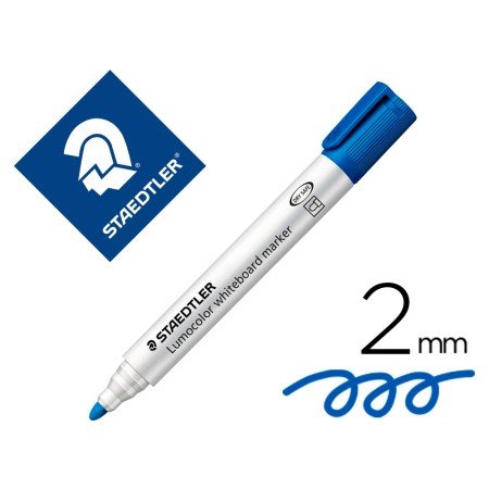 Marcador Staedtler Lumocolor 351 Para Quadro Branco Ponta Redonda 2 Mm Cor Azul