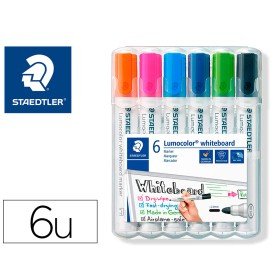 Marcador Staedtler Lumocolor 351 Para Quadro Branco Ponta Redonda 2 Mm Estojo de 6 Unidades Cores Sortidas