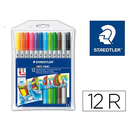 Marcador Staedtler Noris Club Dupla Ponta Caixa de 12 Cores Sortidas