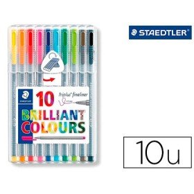 Marcador Staedtler Triplus Broadliner 338 Estojo Plastico de 10 Cores Sortidas