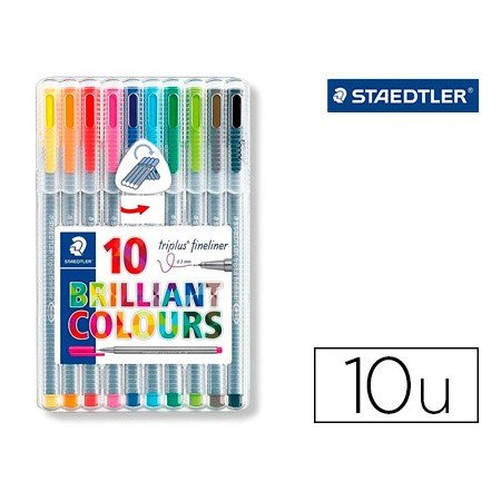 Marcador Staedtler Triplus Broadliner 338 Estojo Plastico de 10 Cores Sortidas