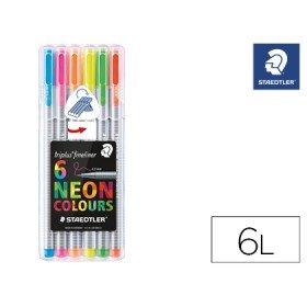 Marcador Staedtler Triplus Neon Colours Estojo de 6 Unidades Cores Sortidas