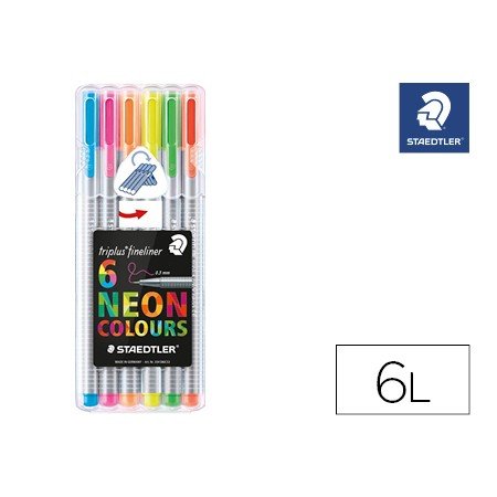Marcador Staedtler Triplus Neon Colours Estojo de 6 Unidades Cores Sortidas