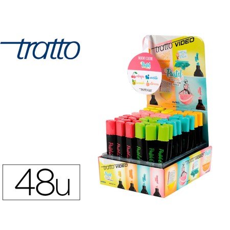 Marcador Tratto Video Pastel Fluorescente Expositor de 48 Unidades Cores Sortidas