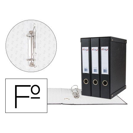 Modulo de 3 Pastas de Arquivo Pardo Folio 2 Aneis 40 Mm Preto 350X200X300 Mm