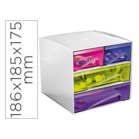 Modulo de Armazenamento Cep Mycube 2 Gavetas Pequenas E 2 Gavetas Grandes Poliestireno Multicolor 186 x 185 x 175 Mm