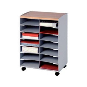 Modulo Fast-Paperflow com 14 Compartimentos E Rodas Cor Cinza