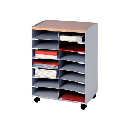 Modulo Fast-Paperflow com 14 Compartimentos E Rodas Cor Cinza