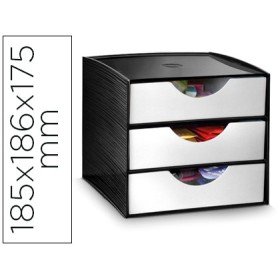 Modulo Gavetas de Secretaria Cep 3 Gavetas Poliestireno Cor Cinza/Castanho Especial Para Snacks 185X186X175 Mm