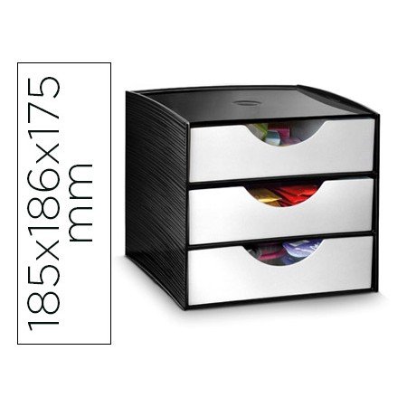 Modulo Gavetas de Secretaria Cep 3 Gavetas Poliestireno Cor Cinza/Castanho Especial Para Snacks 185X186X175 Mm