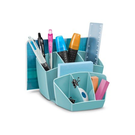 Organizador de Secretaria Cep Riviera Plastico 8 Departamentos Cor Verde Agua 143X158X93 Mm
