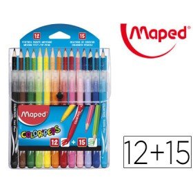 Pack Combo Maped Color Peps 12 Rotuladores + 15 Lapices de Colores