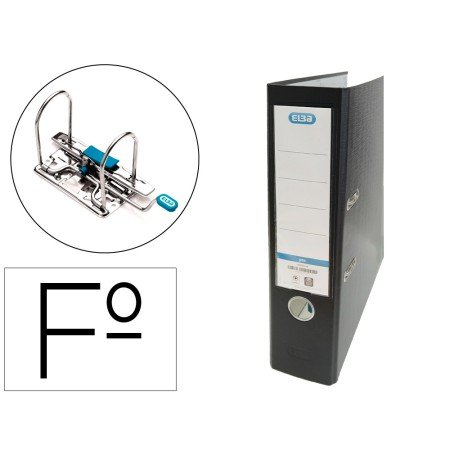 Pasta de Alavanca Elba Cartao Forrado Pvc com Rado Top Folio Lombada 80 Mm Preto