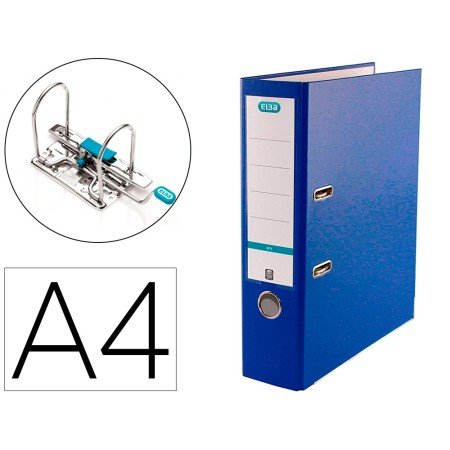 Pasta de Arquivo de Alavanca Elba Top Cartao Compacto Polipropileno com Rado Din A4 Lombada de 80 Mm Azul