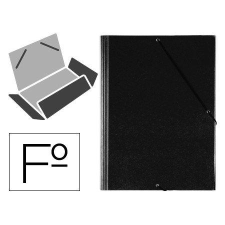 Pasta de Elasticos Saro com Abas em Plastico Folio Preta