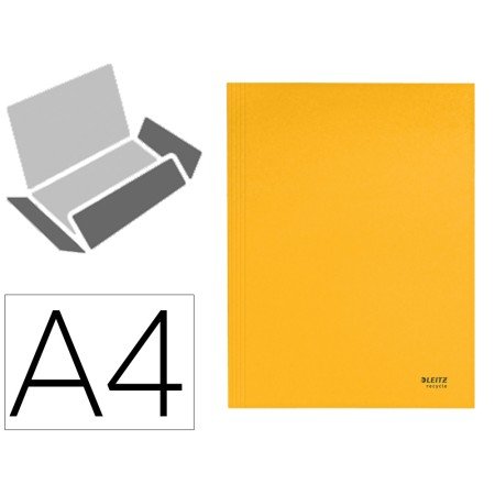 Pasta Leitz Recycle Elasticos Tres Abas Din A4 Cartao 100% Reciclavel Amarelo