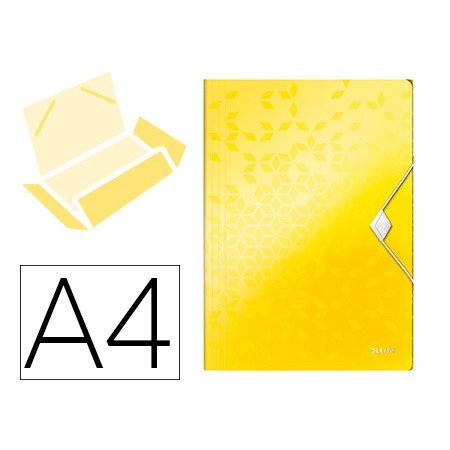 Pasta Leitz Wow com Elasticos Abas Polipropileno Din A4 Amarela