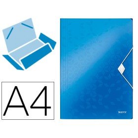 Pasta Leitz Wow com Elasticos Abas Polipropileno Din A4 Azul