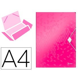 Pasta Leitz Wow com Elasticos Abas Polipropileno Din A4 Fucsia